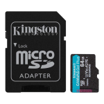M&auml;lupulk Kingston 64GB UHS-I microSD Memory Card with SD Adapter (Class 10, U3, V30)