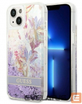 Tagakaaned Guess Apple iPhone 14 6,1 hardcase Flower Liquid Glitter Purple