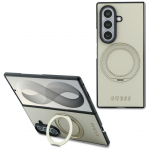Tagakaaned Guess  Guess Magnetic Ring Stand Grained Classic Logo MagSafe case for Samsung Galaxy Z Fold 8 Ultra - beige