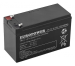 V&auml;line aku EMU  BATTERY 12V 7.2AH VRLA/EP7.2-12 T2 EUROPOWER