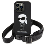 Tagakaaned Karl Lagerfeld  Karl Lagerfeld KLHCP15SSCBSKNK iPhone 15 6.1" hardcase black/black Crossbody Silicone Ikonik