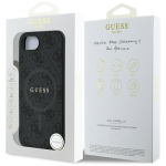Tagakaaned Guess Guess PU Leather 4G Colored Ring Case with MagSafe for iPhone 16e - Black