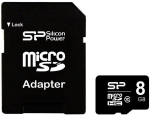M&auml;lukaardid Silicon power 8 GB, MicroSDHC, Flash memory class 10, SD adapter