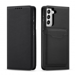 Tagakaaned Hurtel  Magnet Card Case for Samsung Galaxy S22 + (S22 Plus) Pouch Wallet Card Holder Black