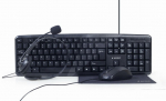 Arvuti klaviatuur Gembird 4-in-1 Multimedia office set KBS-UO4-01 Keyboard, Mouse, Pad and Headset Set, Wired, Mouse included, US, Black