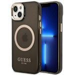 Tagakaaned Guess  Guess GUHMP14MHTCMK iPhone 14 Plus 6.7" black/black hard case Gold Outline Translucent MagSafe