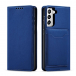 Tagakaaned Hurtel  Magnet Card Case Case for Samsung Galaxy S22 + (S22 Plus) Pouch Wallet Card Holder Blue