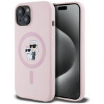 Muud kaubad Karl Lagerfeld Karl Lagerfeld Silicone Karl&Choupette MagSafe iPhone 15 Plus Case - Pink