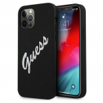 Tagakaaned Guess Apple iPhone 12 Pro Max 6.7'' Vintage White Script Silicone Cover Black