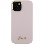 Tagakaaned Guess  Guess Silicone Script Metal Logo & Frame case for iPhone 15 Pro Max - pink