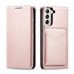 Tagakaaned Hurtel  Magnet Card Case for Samsung Galaxy S22 + (S22 Plus) Pouch Wallet Card Holder Pink