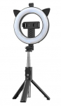 Selfie pulk iLike Universal SELFIE HANDLE TRIPOD AND RING LIGHT BLUETOOTH Black