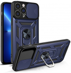 Tagakaaned Hurtel  Hybrid Armor Camshield case for iPhone 13 Pro Max armored case with camera cover blue