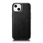 Tagakaaned iCarer  iCarer Leather Oil Wax case covered with natural leather for iPhone 14 Plus black (WMI14220719-BK)