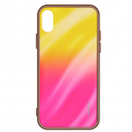 Tagakaaned Evelatus Samsung A40 Water Ripple Gradient Color Anti-Explosion Tempered Glass Case Gradient Yellow-Pink