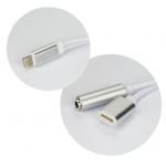 &Uuml;leminek OEM  Adapter AUX 2in1 Lightning (male) to Lightning (female) / Jack 3,5 mm (female) silver