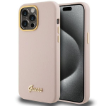 Tagakaaned Guess  Guess Silicone Script Metal Logo & Frame case for iPhone 15 Pro - pink