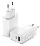 Adaptrid Dux Ducis Universal Travel charger C70 - USB + Type C - PD 20W QC 3.0 18W 3A White