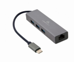 Moodulid ja transiiverid Gembird I/O ADAPTER USB-C TO LAN RJ45/USB HUB A-CMU3-LAN-01