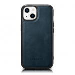 Tagakaaned iCarer  iCarer Leather Oil Wax case covered with natural leather for iPhone 14 Plus blue (WMI14220719-BU)