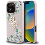Tagakaaned Guess  Guess Grained Roses Big 4G logo iPhone 16 Pro Max case - pink