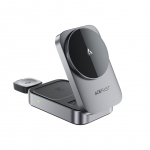 Adaptrid Acefast Acefast E22 3-in-1 Wireless Inductive Charging Station, MagSafe Compatible - Gray