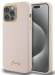 Tagakaaned Guess Apple iPhone 15 Pro Max 6.7 hardcase Silicone Script Metal Logo Pink