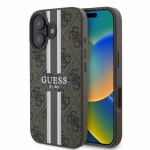 Tagakaaned Guess  Guess 4G Printed Stripes MagSafe iPhone 16 Case - Brown