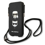 Tagakaaned Karl Lagerfeld  Karl Lagerfeld Saffiano Ikonik Karl&Choupette Head 6.1'' Handbag - Black