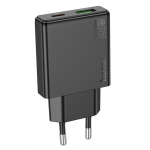 Adaptrid Hoco  Phone charger Hoco Slim USB A + USB C QC3.0 PD 3A 20W N38 black