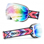 Prillid Rockbros  Rockbros SP284 Kids Ski Goggles Anti-Fog with UV Filter Gray Lens with Pink Mirror - White