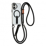 Tagakaaned Hurtel  iPhone 17 case with stand, short strap (30 cm) and long strap (120 cm), compatible with MagSafe - black
