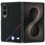 Tagakaaned BMW  BMW M Leather Perforated Tricolor Stripe Metal Logos MagSafe Case for Samsung Galaxy Z Fold 8 - Black