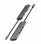 &Uuml;leminek swissten  Swissten USB-C Sadalītājs 6in1 ar 3X USB 3.0 / 1X USB-C Power Delivery / 1X microSD / 1X SD / Alumīnija korpuss