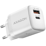 Adaptrid Axagon Axagon Sil wallcharger 2x port (USB-A + USB-C), PD3.0/QC4+/PPS/AFC/Apple. 30W total power.