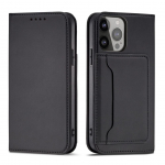 Tagakaaned Hurtel  Magnet Card Case case for iPhone 14 Pro Max flip cover wallet stand black