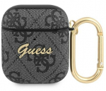 Korpus k&otilde;rvaklappidele Guess Apple AirPods 1/2 cover szary/grey 4G Script Metal Black
