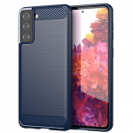 Tagakaaned Hurtel  Carbon Case Flexible Cover TPU Case for Samsung Galaxy S21+ 5G (S21 Plus 5G) blue