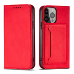 Tagakaaned Hurtel  Magnet Card Case case for iPhone 14 Pro Max flip cover wallet stand red