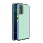 Tagakaaned Hurtel  Spring Case clear TPU gel protective cover with colorful frame for Samsung Galaxy A72 4G dark blue