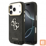 Tagakaaned Guess Apple iPhone 17 Pro PU Leather 4G Metal Logo Gold Frame Case Black