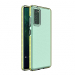 Tagakaaned Hurtel  Spring Case clear TPU gel protective cover with colorful frame for Samsung Galaxy A72 4G yellow