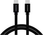 Kaabel swissten  Swissten Textile Universāls Quick Charge 3.1 USB-C uz USB-C Datu un Uzlādes Kabelis 2m Melns