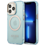 Tagakaaned Guess  Guess Gold Outline Translucent MagSafe case for iPhone 13 Pro / iPhone 13 - blue