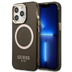 Tagakaaned Guess  Guess Gold Outline Translucent MagSafe Case for iPhone 13 Pro / iPhone 13 - Black