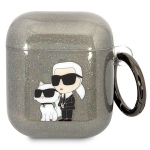 Tagakaaned Karl Lagerfeld  Karl Lagerfeld KLA2HNKCTGK Airpods 1/2 cover black/black Gliter Karl&Choupette
