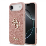 Tagakaaned Guess Apple iPhone 17 Air PU Fixed Glitter 4G Metal Logo Case Pink