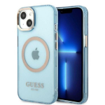Tagakaaned Guess  Guess Gold Outline Translucent MagSafe case for iPhone 13 - blue