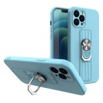 Tagakaaned Hurtel  Ring Case silicone case with finger grip and stand for iPhone 11 Pro Max light blue