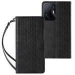 Tagakaaned Hurtel  Magnet Strap Case Case for Xiaomi Redmi Note 11 Pro Pouch Wallet + Mini Lanyard Pendant Black